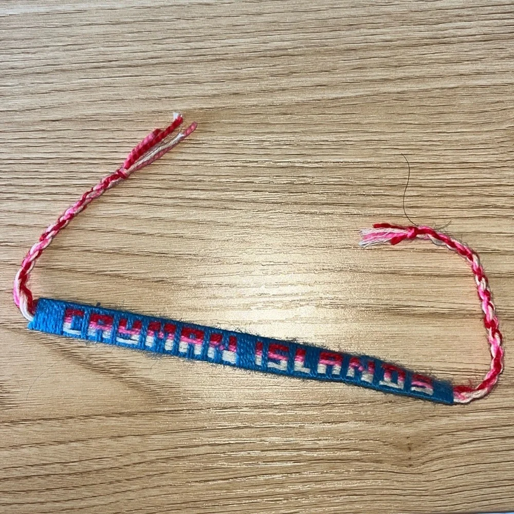 Cayman Islands blue pink white red woven bracelet